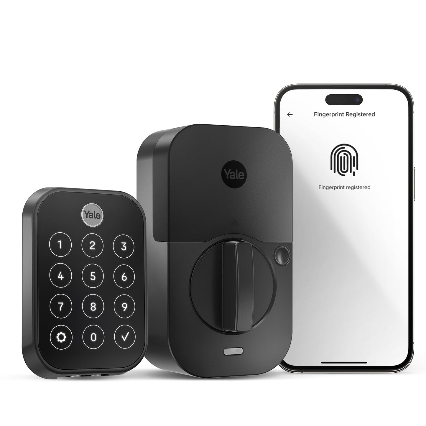 Yale Assure Lock 2 Touch Deadbolt, Black Suede Key-Free Smart Entry Door Lock with Wi-Fi Connected Touchscreen Keypad and Fingerprint Scanner for Code Entry and Remote Access, YRD450-F-WF1-BSP