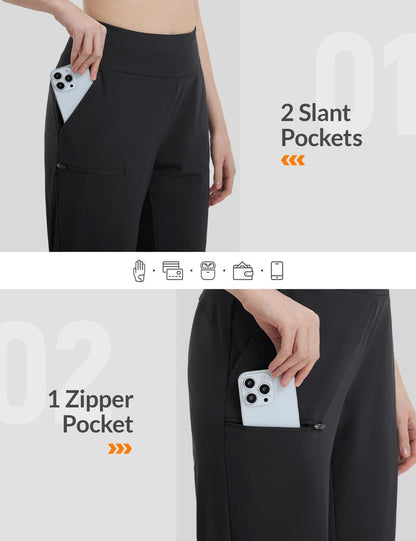 baleaf Women's 14'' Long Shorts Knee Length Capris Quick Dry Lightweight Cargo Hiking Cycling Zipper Pockets UPF 50+ Black M