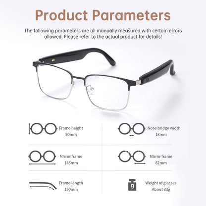 Bluetooth Audio Smart Glasses, Blue Light Glasses for Women Men, Remote Shooting, Open Ear Sound Mic & Speakers, Magnetic Charging, Color-Changing Polarized Sunglasses Lenses, Voice Assistant（GS06S)