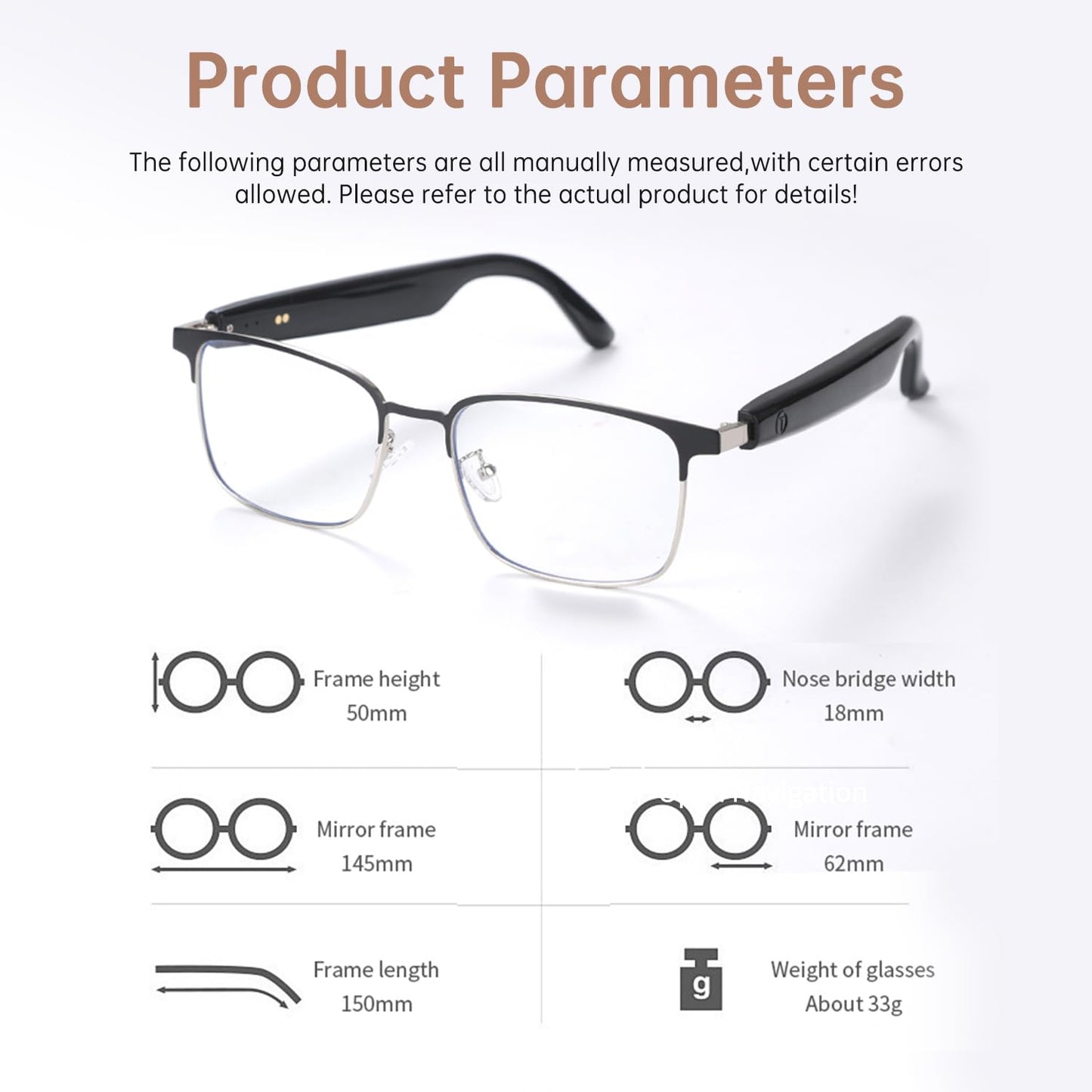 Bluetooth Audio Smart Glasses, Blue Light Glasses for Women Men, Remote Shooting, Open Ear Sound Mic & Speakers, Magnetic Charging, Color-Changing Polarized Sunglasses Lenses, Voice Assistant（GS06S)