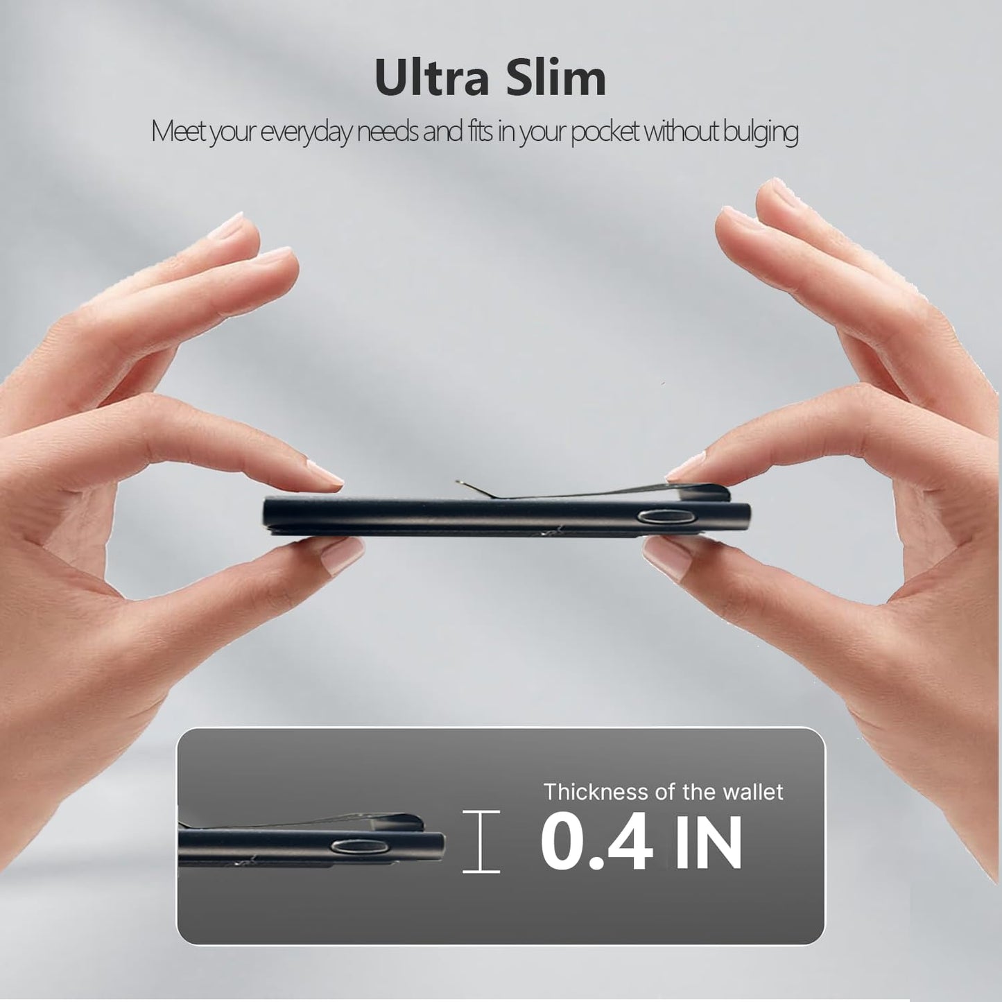 Slim Wallet for Men, Pop Up Card Holder Wallet RFID Blocking, Minimalist Metal Bussiness Credit Card Wallet with Money Clip & Pockets, Aluminum Thin Front Pocket Wallet (Black)