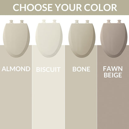Bemis 1500EC Durable Wood Toilet Seat with Easy Clean Hinges, Made in USA, Elongated, Biscuit