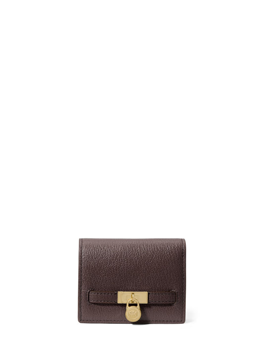Michael Kors Hamilton Small Compact Wallet, Gold-Tone Hardware/Urbino Leather/Chocolate