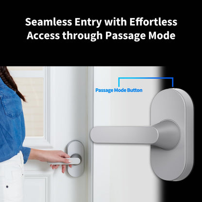 Aqara Smart Lock U300, Fingerprint Keyless Entry Door Lock with Handle, Matter Over Thread with Apple Home Keys, Touchscreen Keypad, Smart Lever Lock Supports Apple Home, Alexa, Google, IFTTT, Silver