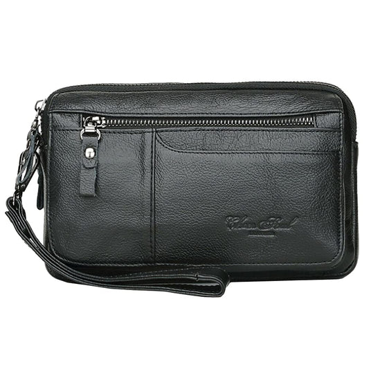 KPYWZER Leather Clutch Purse Wallet Men Wristlet Organizer Holder Wrist Bag Pack Business Handbag Black