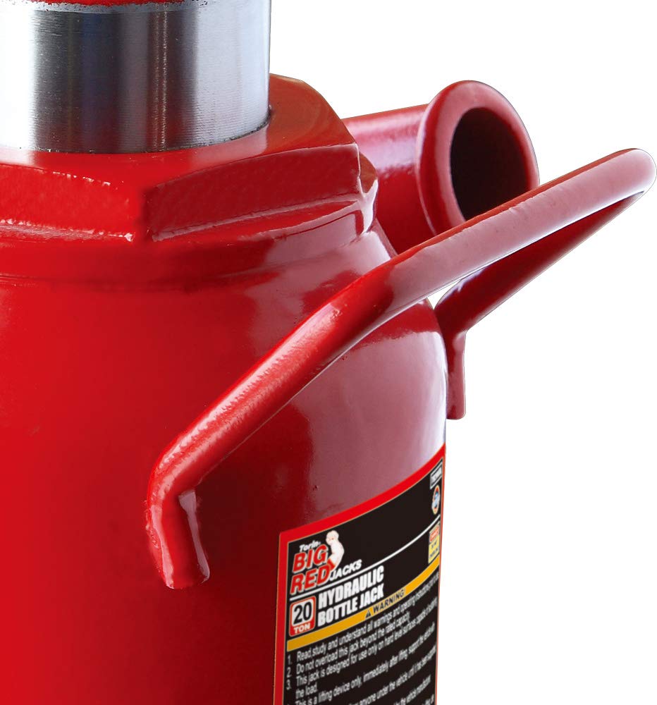 BIG RED T92007A Torin Hydraulic Stubby Low Profile Welded Bottle Jack, 20 Ton (40,000 lb) Capacity, Red