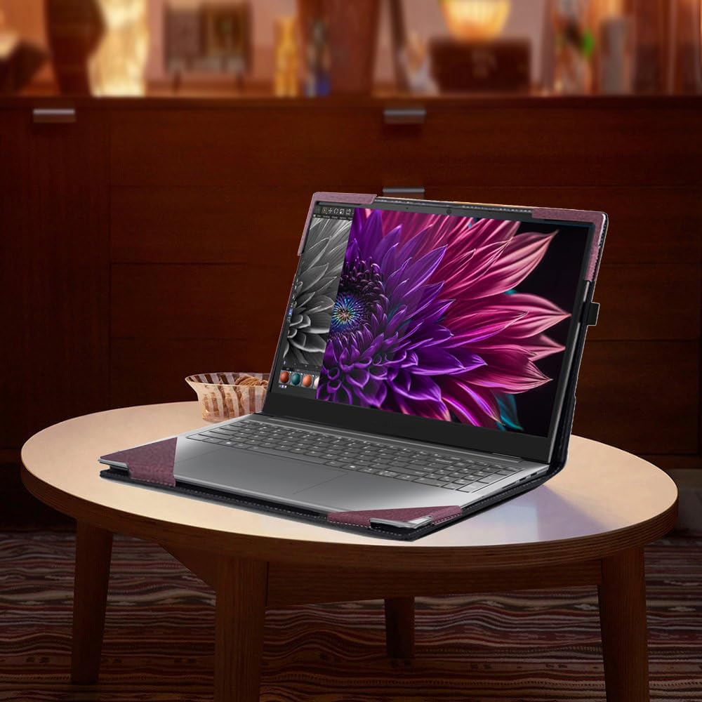 Laptop Cover for Lenovo Yoga Pro 9i (16″ Intel) Laptop All-Inclusive Drop-Proof Case 16inches PU Leather Inner Pocket Cover (Wine red)