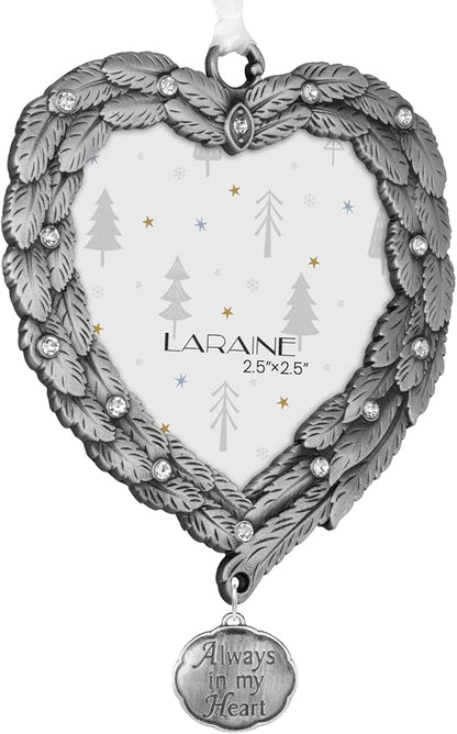 Laraine Christmas Tree Ornaments – Decorative Hanging 2024 Holiday Keepsake Gift Feather Pendant with 2.5” Photo Frame Insert for Picture of Pet (Always in My Heart)