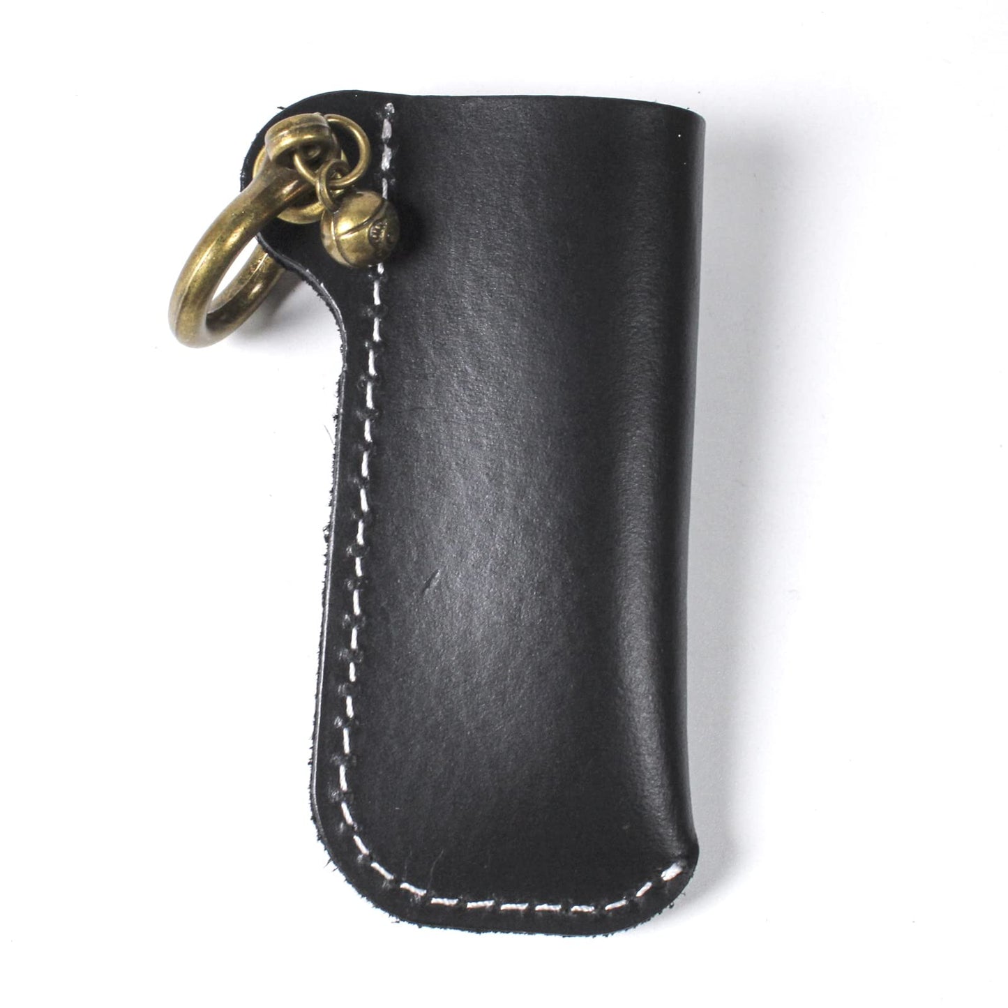 HUMWE Leather Lighter Case Holder for BIC Standard Size Lighters Sleeve Cover Genuine Leather Case Pouch with Metal Horseshoe Shackles for Keychain Pendant (Black, Standard)