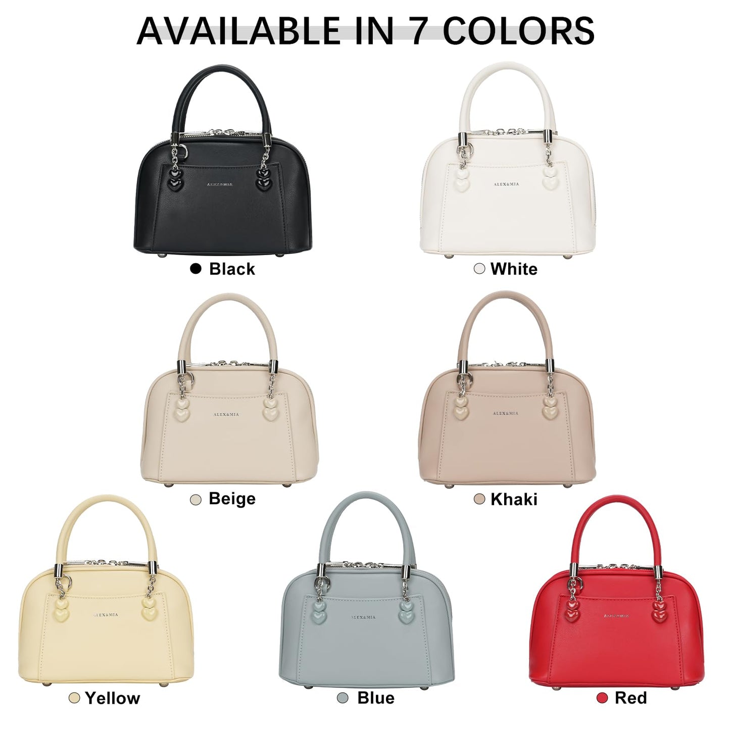 ALEX&MIA Charming Crossbody Mini Purse for Women, Small Top Handle Bag with Heart-Shaped Detail & Dome Structure, Perfect for Casual Daily Use