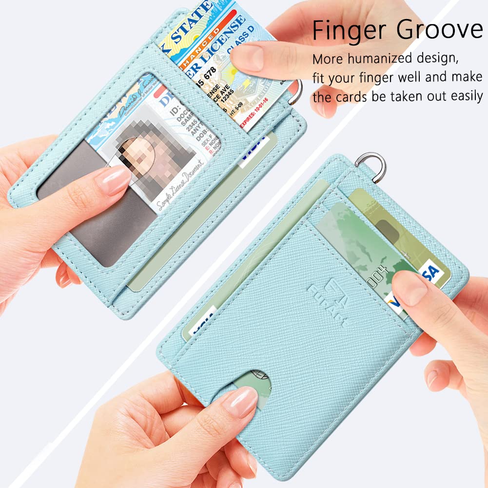 FurArt Slim Minimalist Wallet, Front Pocket Wallets, RFID Blocking, Credit Card Holder for Men-Light Blue