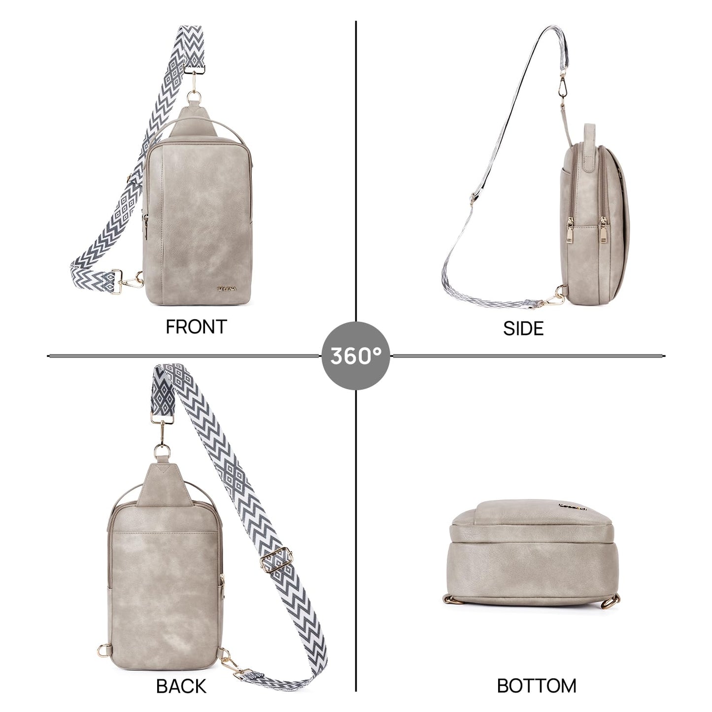 Telena Crossbody Sling Bags for Women, PU Leather Fanny Packs Cross Body Bag for Woman