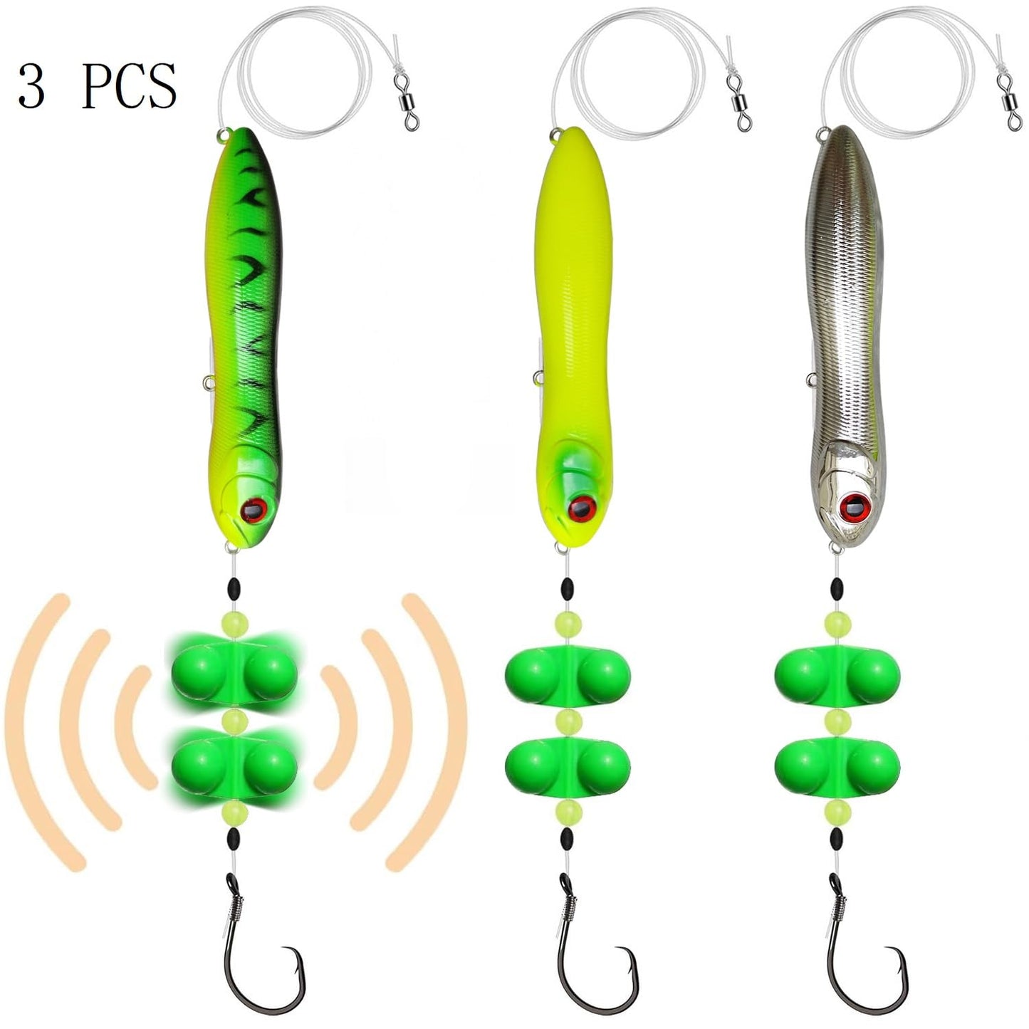 HADORAM Catfish Float Rigs with Catfish Rattles Rattling Catfishing Tackle for Bank Fishing Cooper Rig Equipment Circle Hooks for Peg Floats Santee Rig