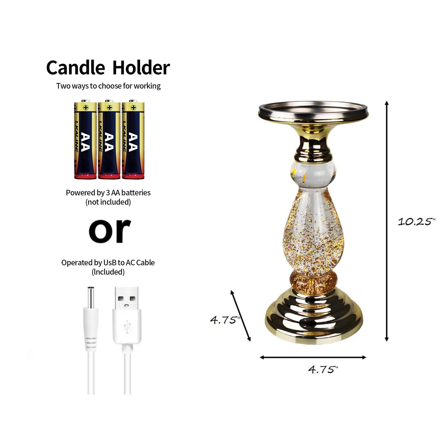 Music Water Lantern Candle Holder Table Centerpiece Decor Candlestick Holders for Party Wedding Housewarming Birthday Anniversary Christmas New Year Gifts (Gold)