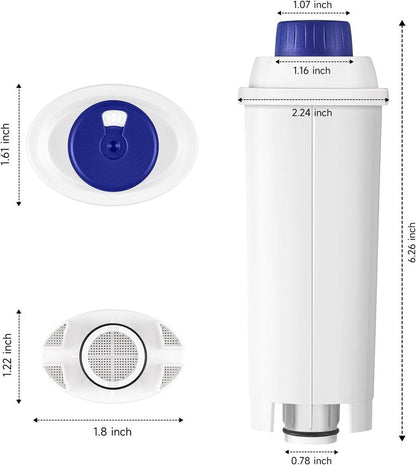 Klamol 4-Pack Coffee Machine Water Filter Replacement Compatible with DeLonghi DLSC002, for Magnifica Evo, Dinamica Plus, Eletta Explore, ECAM, ETAM, ESAM Series Espresso Machines