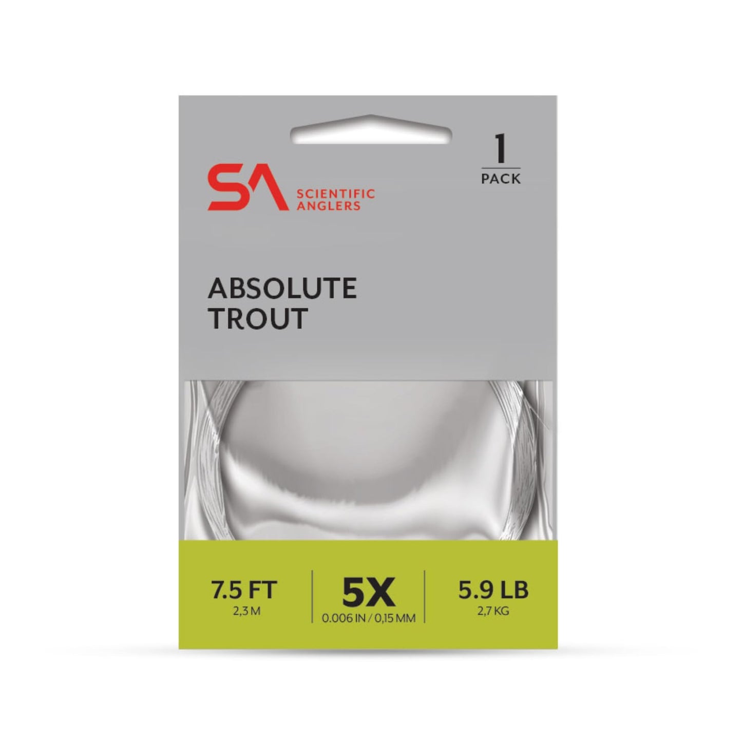 Scientific Anglers Absolute Trout Fly Fishing Leader, 7.5ft - 5X