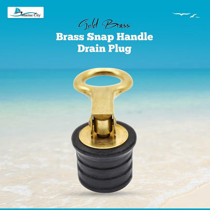 MARINE CITY Brass Snap Handle Drain Plug, Durable & Strong, Easy to Use, Sturdy with Fine Finish, Innovative Design for Boats, Yachts, Kayaks & Marine Use