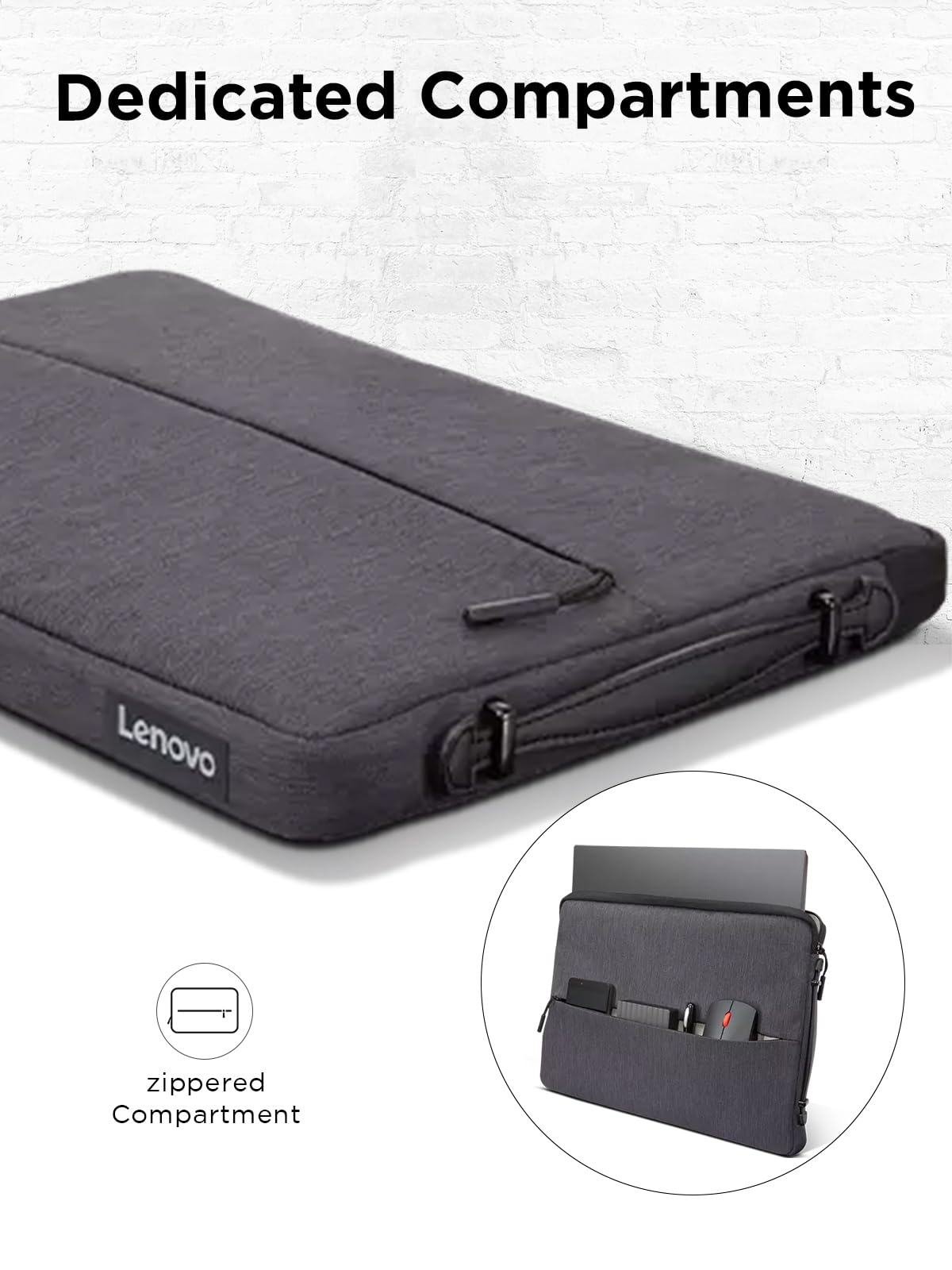 Lenovo Urban Laptop Sleeve 14 Inch for Laptop/ Notebook/Tablet Compatible with MacBook Air/Pro Water Resistant - Charcoal Grey