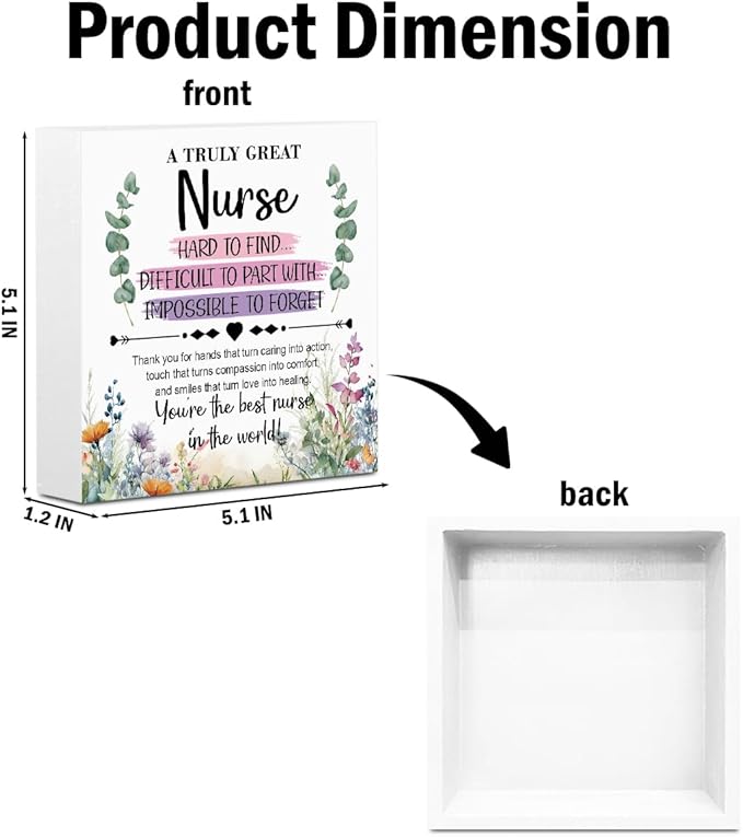 Nurse Gifts Wooden Box Sign Wall Decor Wooden Plaque Sign Nurse Gift Thank You Gifts for Registered Nurse Office Bedroom Home Decor Desk Shelf Table Decor Nurse Graduation Appreciation Gifts