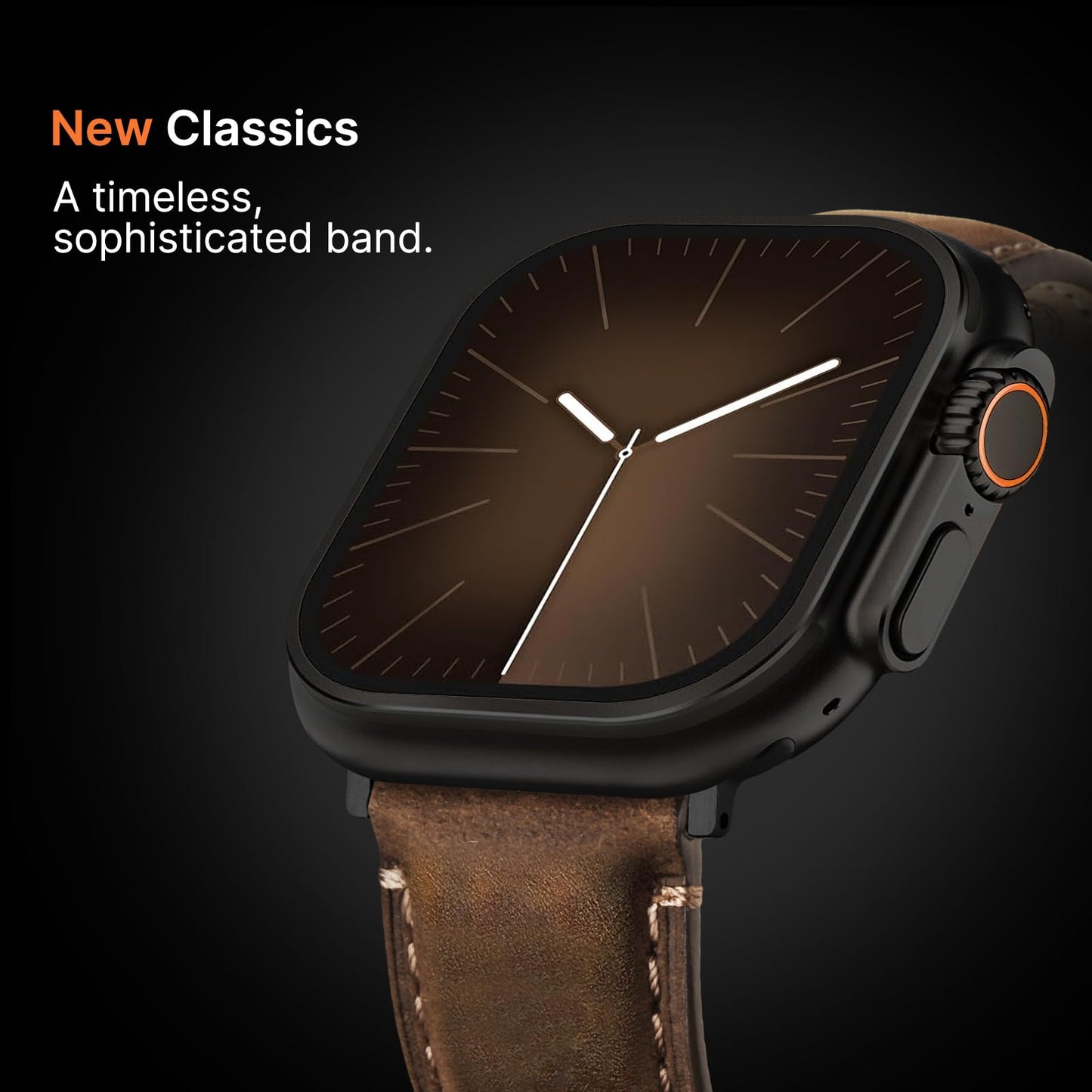 Fullmosa Leather Band Compatible with Apple Watch Bands 49mm 46mm 45mm 44mm 42mm,Top Grain Leather iWatch Straps for Apple Watch Ultra SE Series 11 10 9 8 7 6 5 4 3 2 1,Coffee+Black/Black+Black