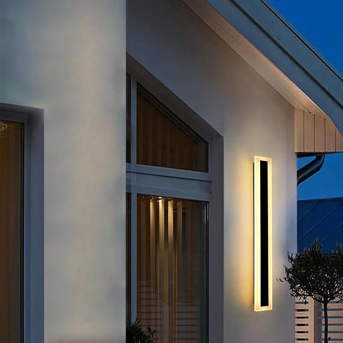 TooCust 23.6in Long Outdoor Modern LED Wall Light, IP65 Waterproof, 24W Warm White Light 3000K, Narrow Strip Light, Durable Wall Sconce for Garage, Porch, Garden, Patio, Wired Installation, 1PACK
