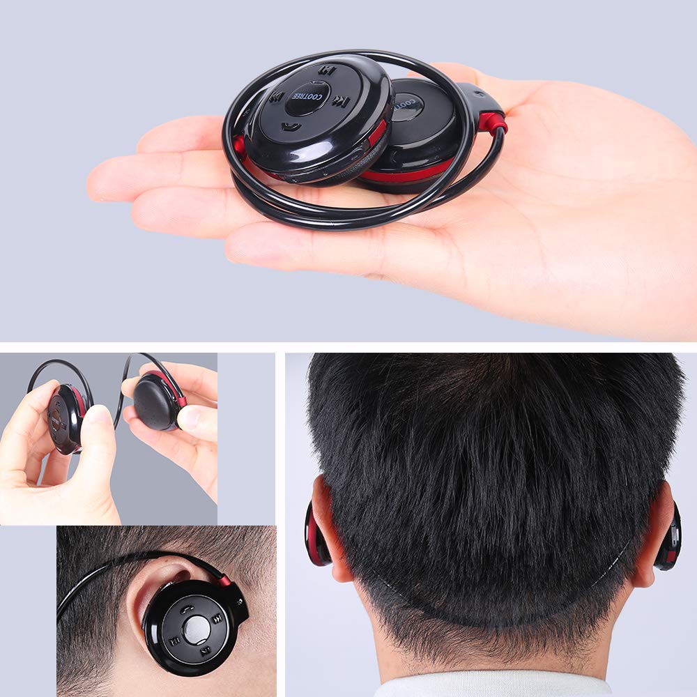 Smatree Cootree Wireless Headphone Sports Headset with Built in Microphone,Bluetooth Headphones Behind The Head,Foldable and Carried in The Purse, Black/Red