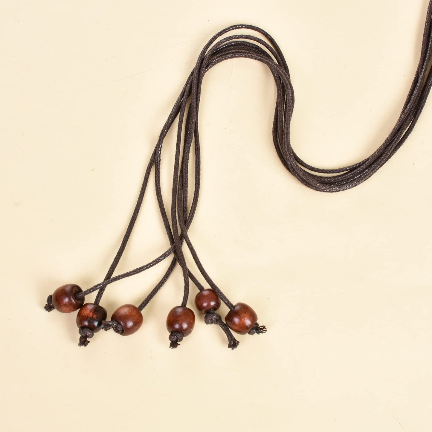 ILuvatar Women's tassel thin belt women's Bohemian style cross knotted hand woven belt Wooden beads waist rope 2pcs BLACK+ COFFEE