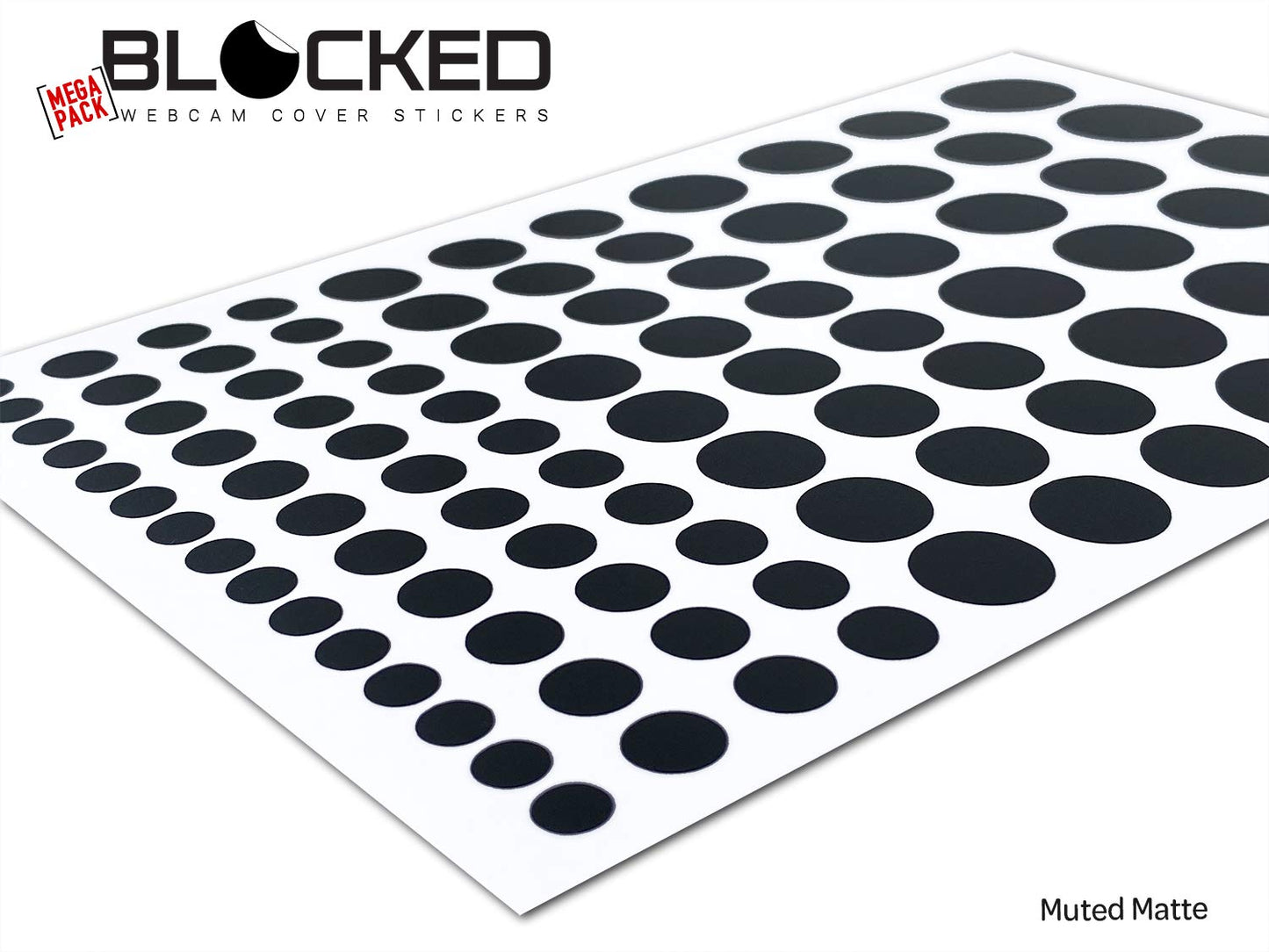Stackable Webcam/Camera Vinyl Covers | 95 Low-Tack Restickable Webcam Sticker | 5-Sizes | Black 95-Pack (Muted Matte)