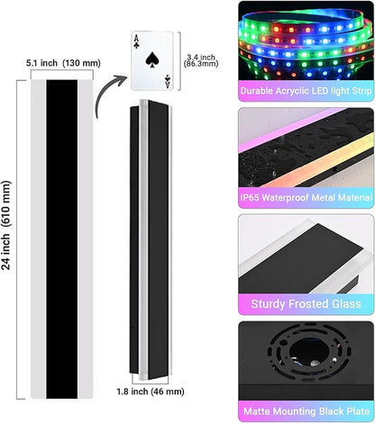 2 Pack Outdoor Long Wall Light for Porch, 24 inch Modern RGB Led Wall Lights Fixture, Dimmable Outside Wall Sconce Linear Lights, Exterior Lighting Fixtures for Garage, Patio, Front Door