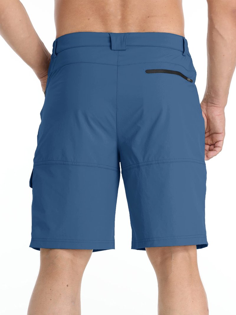 TACVASEN Mens Hiking Cargo Shorts Lightweight Quick Dry Summer Casual Dress Shorts with Zipper Pockets Golf Hiking Work Blue Grey 32