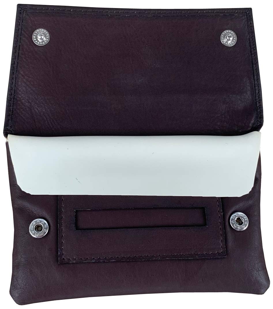 EA Carey Brown Leather Full Size Snap Tobacco Pouch Holds 1.5 oz Pipe Tobacco