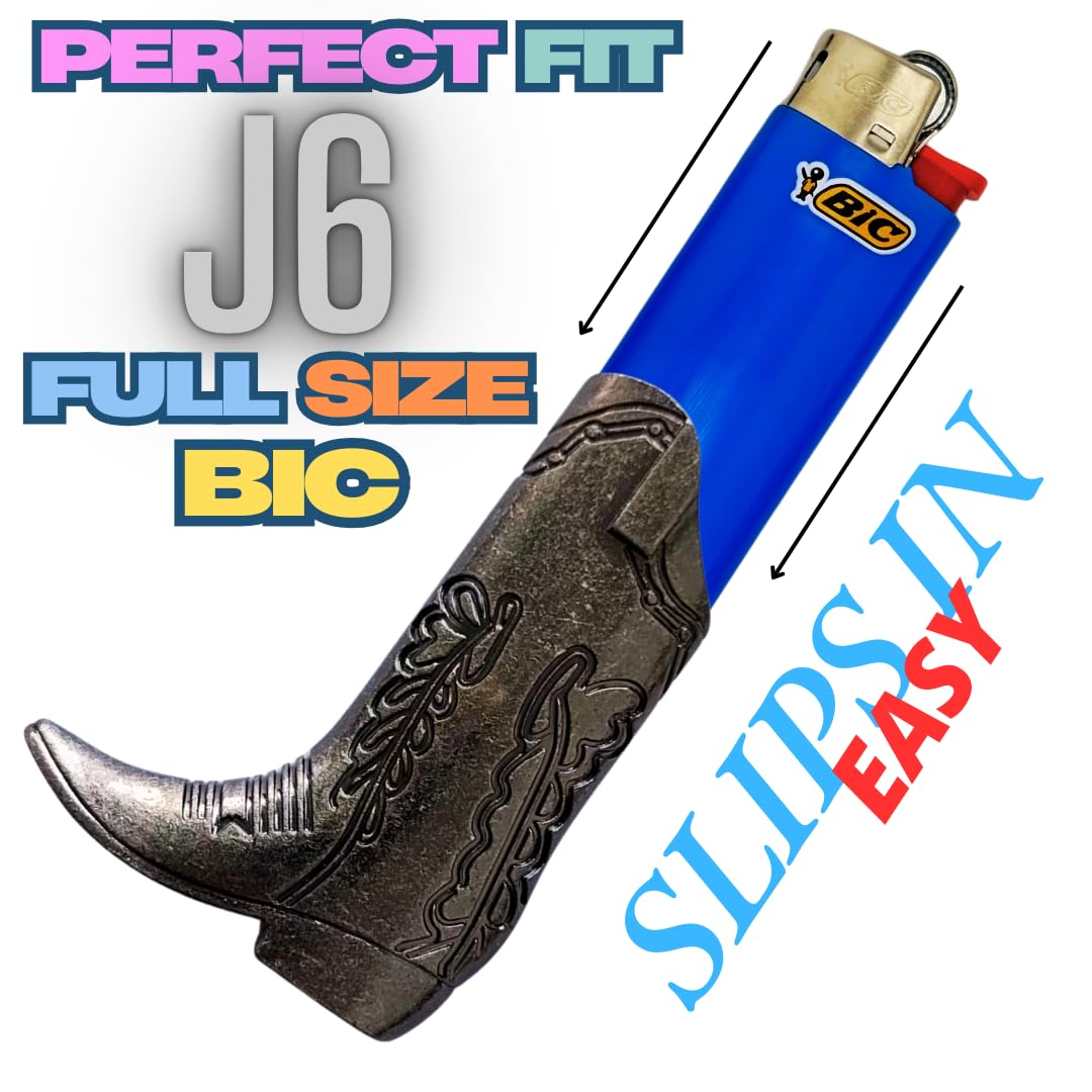 Cowboy Boot Lighter Case. Cow Boy Boot Lighter Holder Sleeve for J5 and J6 BIC Lighters. 3 Colors to Choose from. | Lighters NOT Included (Gray, Full Size J6)