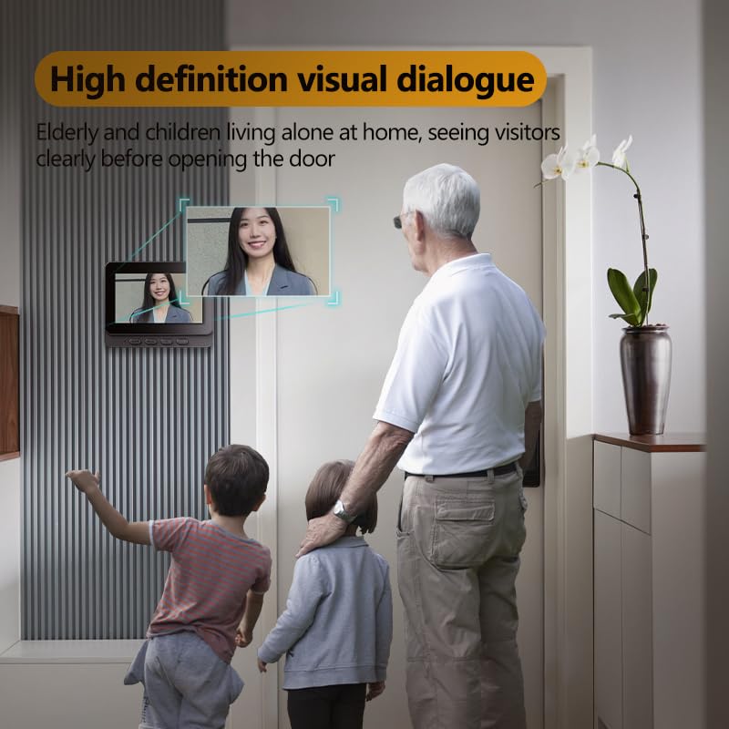 Doorbell Camera Wireless No Subscription 1080P, Waterproof Door Bell Camera with Monitor Screen Free Storage NO WiFi and APP, Video Intercom Two-Way Audio, 170° View Angle,Night Vision