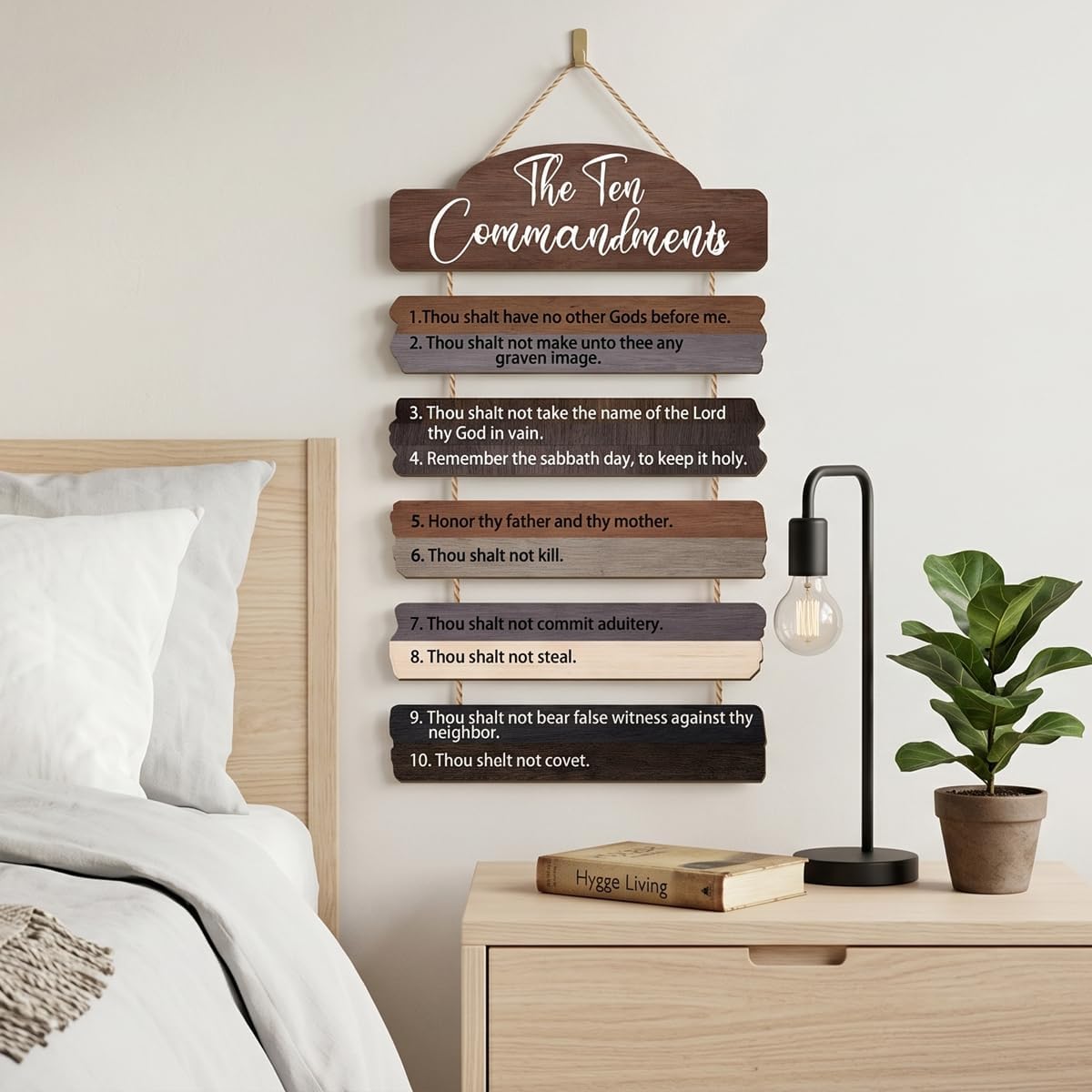 IARTTOP The Ten Commandments Wall Art Sign Rustic Christian Scripture Hanging Plaques Religious Bible Verse Front Door Decor for Home Church Christian Gifts