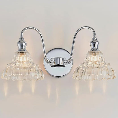 Chrome 2-Light Wall Sconces Bathroom Vanity Light Light Fixtures Modern Vanity Lighting Fixtures Wall Light for Bedroom Living Room Bathroom