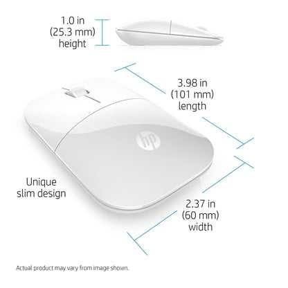 HP Wireless Mouse Z3700 (26V63AA#ABL, Black), Dimensions (mm) : 101 x 60 x 25.3