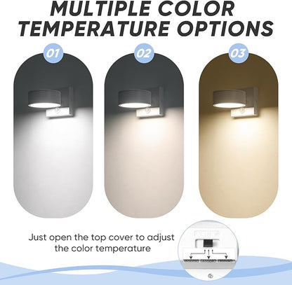 Motion Sensor Outdoor Lights with 3000K/4000K/5000K Adjustable, Aluminum White LED Outdoor Wall Sconce, Modern Outside Exterior Lighting Fixtures for Porch,House, Doorway, Garage,Front