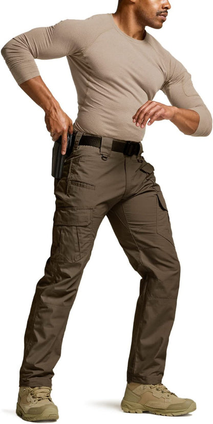 CQR Men's Tactical Pants, Water Resistant Ripstop Cargo Pants, Lightweight EDC Work Hiking Pants, Outdoor Apparel, Duratex Mag Pocket Tundra, 30W x 32L