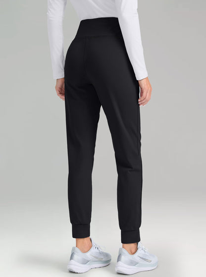 G Gradual Women's Fleece Lined Joggers High Waisted Water Resistant Thermal Hiking Pants Cold Weather Sweatpants with Pockets(Black,L)