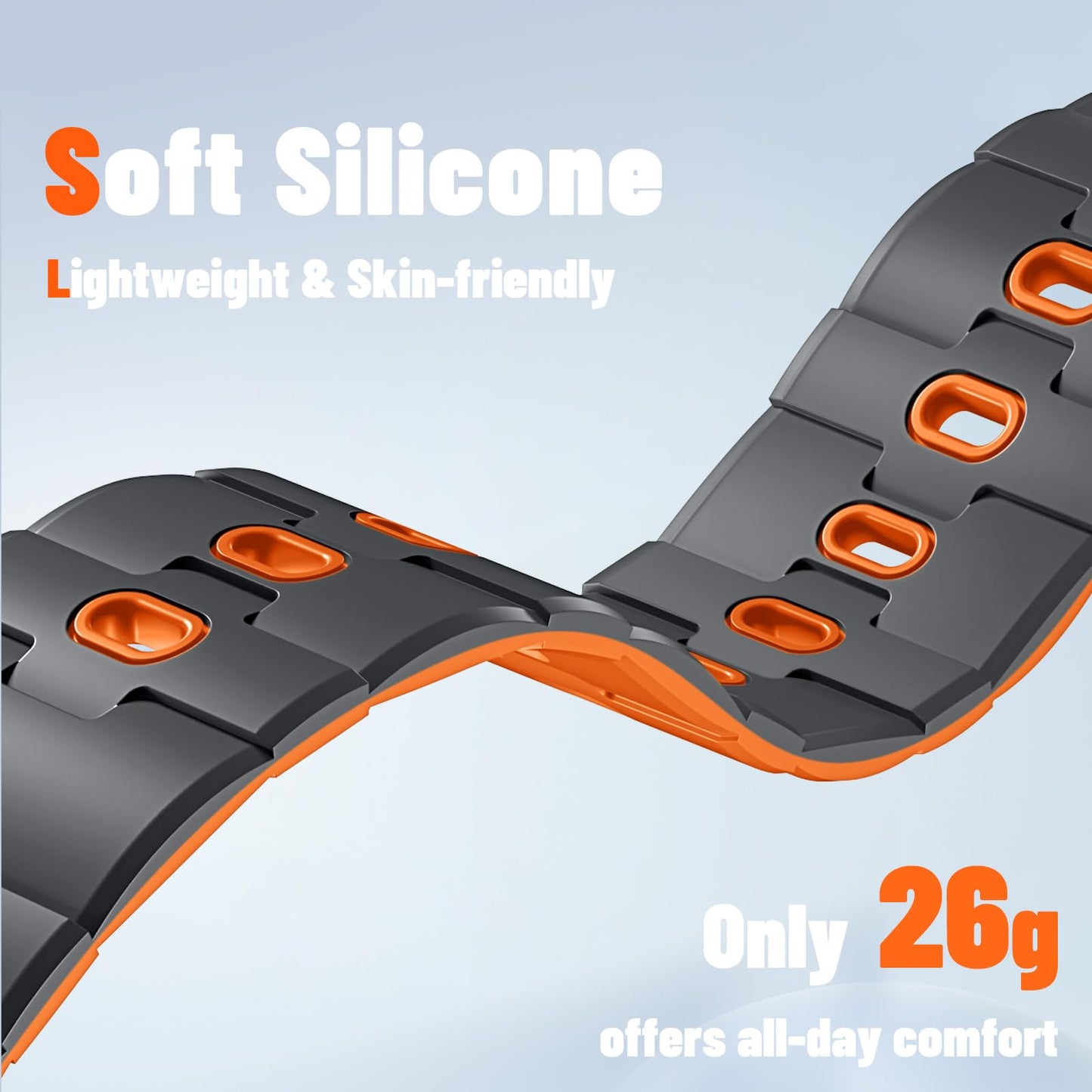 Bandletic 20mm No Gap Magnetic Band for Men Compatible with Samsung Galaxy Watch 7 6 5 4 FE 40mm 44mm/for Galaxy Watch 6 4 Classic 43mm 47mm 42mm 46mm/Watch 5 Pro 45mm,Spacegray-Orange