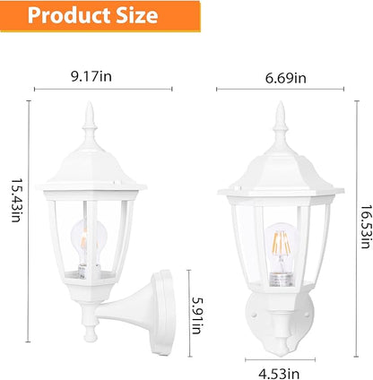 FUDESY Outdoor Wall Lantern, Exterior Waterproof Wall Sconce Light Fixture, White Front Porch Light Wall Mount for Garage, Patio, Yard, FDS2542EW (Bulb Included)
