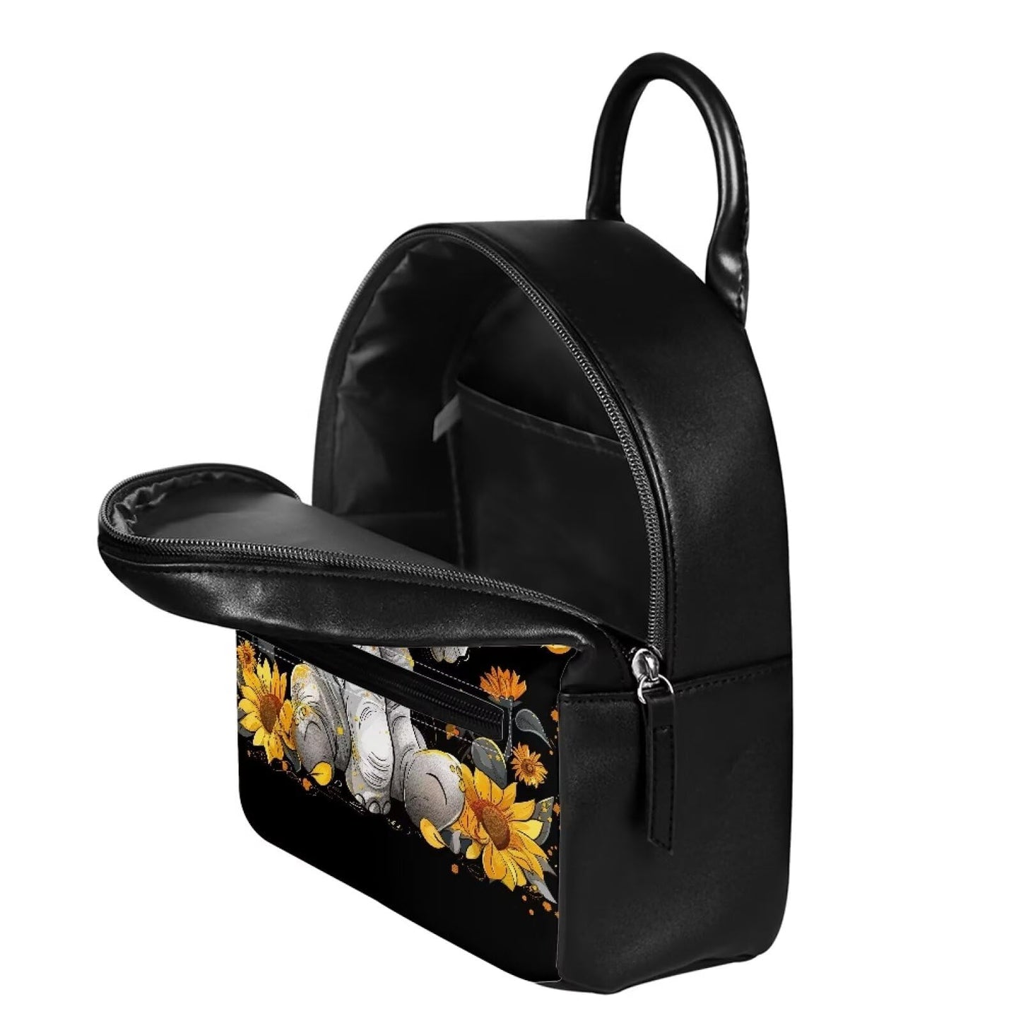 Showudesigns Sunflower Elephant Backpack for Women Mini Purse with and Adjustable Straps Leather Shoulder Bags Zipper Tote Bag Teen Girls Handbag Daypack Casual Back Pack for Travel