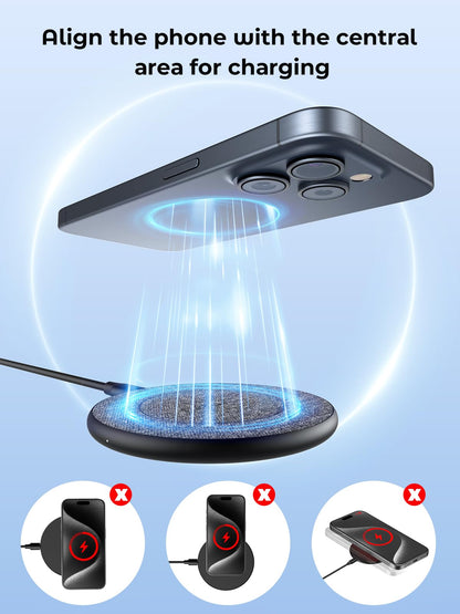 NewQ Wireless Charger, 15W Max Wireless Charging Pad for iPhone 15 14 13 12 11 X 8 Mini/SE/Pro/Max/Plus, Samsung Galaxy S23/S22/S21/S20/S10/S9/S8/S7/Note20/10/9/8, Air Pods/Pro/Galaxy Buds/+, 1 Pack