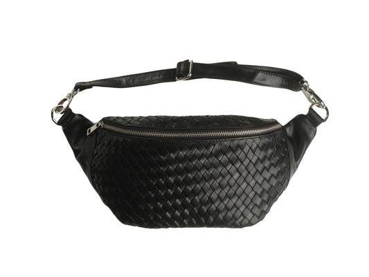 ROMFRE HALEIWA Lightweight Top-Grain Cowhide Leather Sling Bag, Crossbody with Removable Shoulder Strap, Main Compartment, Interior Zip Pocket + 4 Card Slots, Rear Zip Pocket, 12" x 6" x 4", Black
