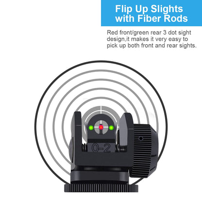 Fiber Optic 45 Degree Offset Iron Sight Set - Rapid Transition Front and Rear Backup Sights for Picatinny Rail (45 Degree Sights-Black)