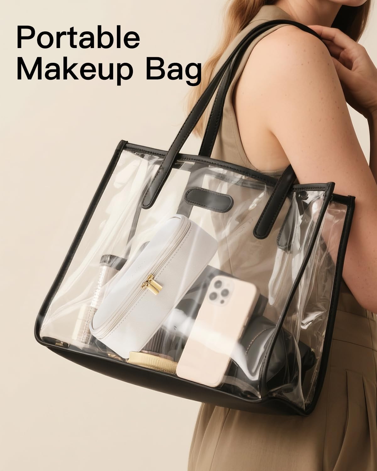 Vlando Travel Makeup Bag,Small Makeup Pouch Cosmetic Bag for Women Makeup Organizer Bag Gifts for Women Girlfriend Teacher Mom Brithday Gifts-White