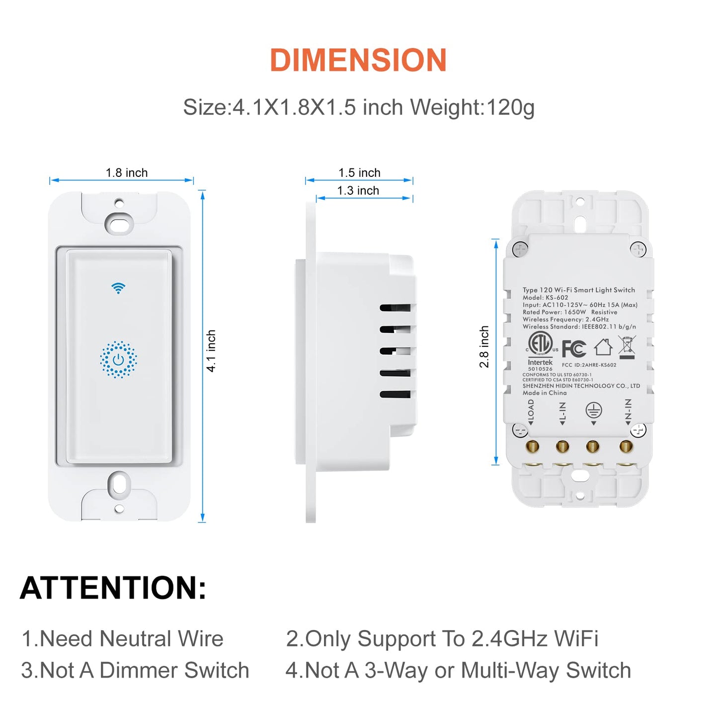 Milfra Smart Light Switch Single-Pole,Smart Switch 2024 New Model 10A,Compatible with Alexa, Siri and Assistant,Voice and Remote Control,Neutral Wire Required,No Hub Required