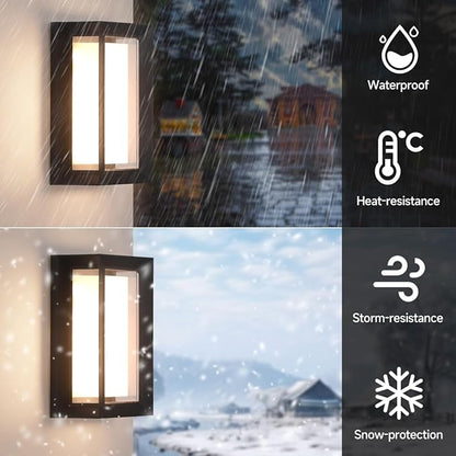 Outdoor Modern Wall Sconce Lights,15%-100% Dimmable Indoor Wall Light Fixtures,3000K/4000K/6500K Adjustable,24W Exterior Wall Lighting,Waterproof Outdoor Porch Light,2160LM Indoor Wall Sconce 1 Pack