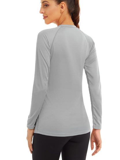 MAGCOMSEN Women's Rash Guard Shirts Long Sleeve Shirts UV Protection Shirts Hiking Shirts for Women Fishing Shirts SPF Swim Shirts for Women UPF 50+ Light Grey
