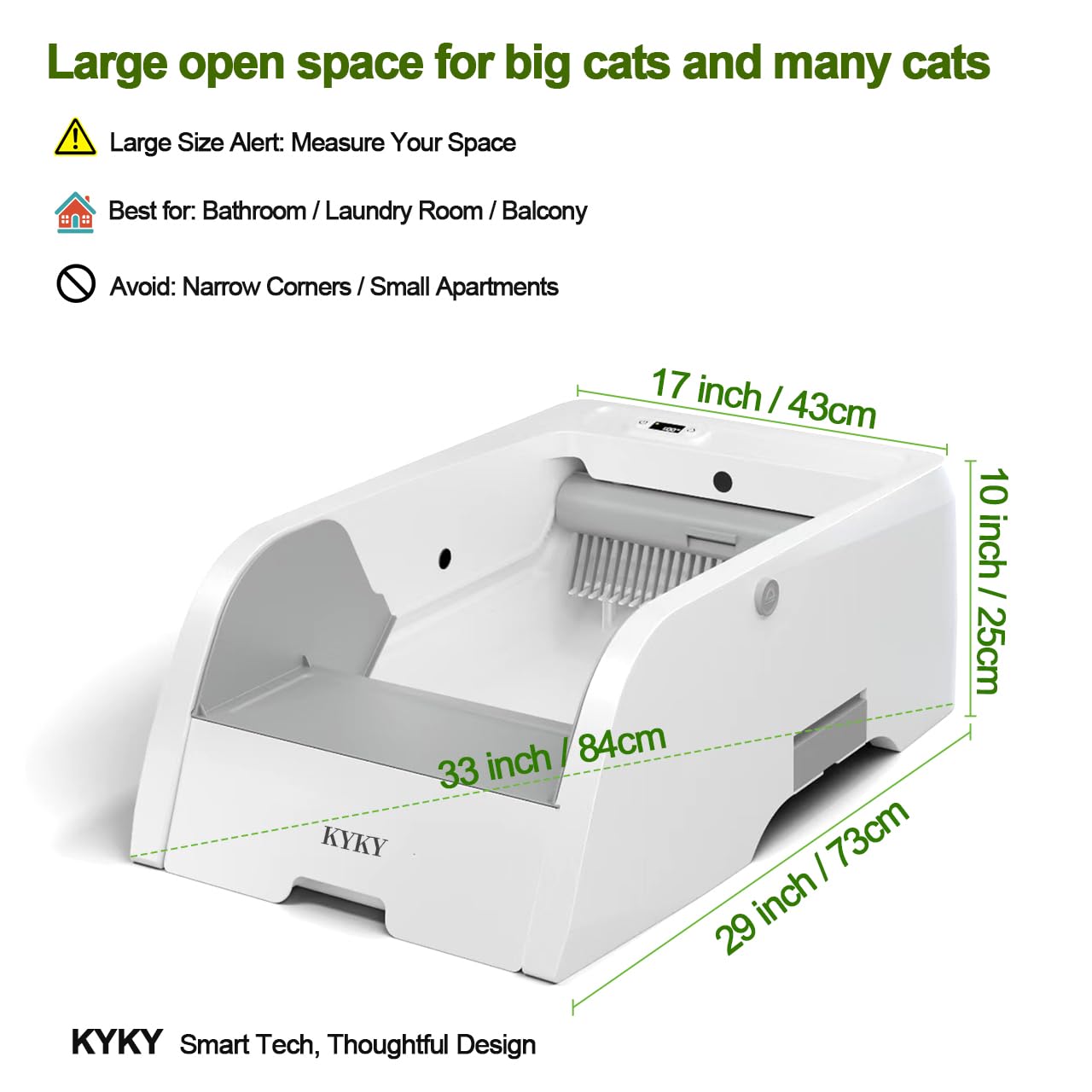 S6 Self Cleaning Litter Box, Upgraded Automatic Cat Litter Box Self Cleaning That Can Use Clumping Cat Litter, Open Design with Cats Taking to It Immediately, Anti Pinch and Odorless